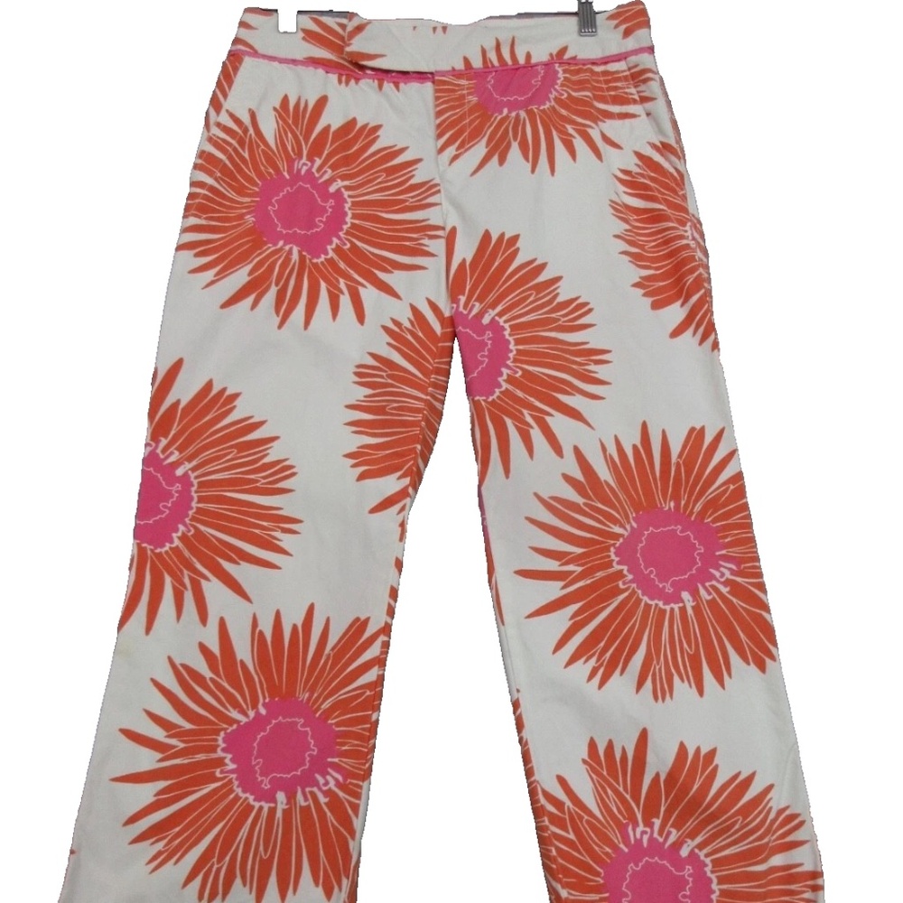 Y2K Tommy Hilfiger Pants Women 6 Pink Orange Floral Beach Resortwear Coastalcore